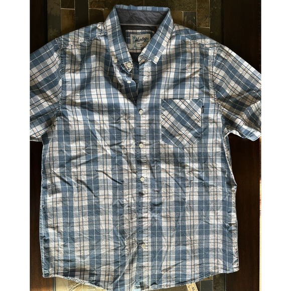 Hurley Men's Short Sleeve Plaid Button Up Shirt Size XL - Picture 2 of 8